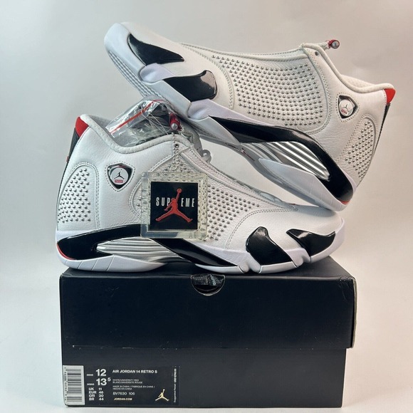 Nike Shoes Air Jordan 14 Retro x Supreme “White University Red” 2024